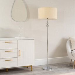 Valuelights Marissa Chrome Stacked Ball Floor Lamp With Cream Shade - thumbnail 4