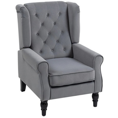 Accent Armchair Home Furniture Retro Tufted Club Fabric Light Grey - image 1