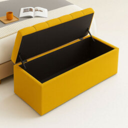 120Cm Chesterfield Ottoman Storage Box, Mustard Gold Plush Velvet Upholstered Blanket Box, End Of Bed Bench, Deep Storage Chest - thumbnail 2