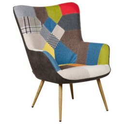 Beliani Wingback Chair Vejle With Footstool Fabric Multicolour - thumbnail 4