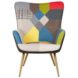 Beliani Wingback Chair Vejle With Footstool Fabric Multicolour - thumbnail 5