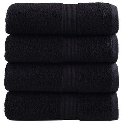 Berkfield Premium Guest Towels Solund 4 Pcs Black 30X50 Cm 600 Gsm - image 1