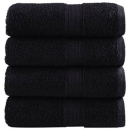 Berkfield Premium Guest Towels Solund 4 Pcs Black 30X50 Cm 600 Gsm