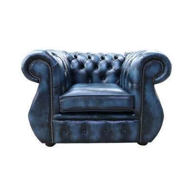 Chesterfield Helena Armchair Antique Blue Leather - image 1