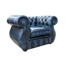Chesterfield Helena Armchair Antique Blue Leather - thumbnail 2