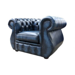 Chesterfield Helena Armchair Antique Blue Leather - thumbnail 3