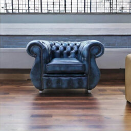 Chesterfield Helena Armchair Antique Blue Leather - thumbnail 4