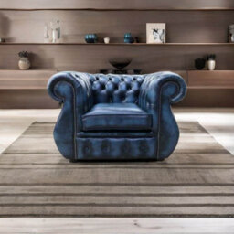 Chesterfield Helena Armchair Antique Blue Leather - thumbnail 5