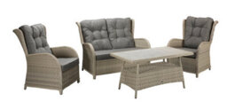 Signature Weave Meghan Wicker 4 Seater Sofa Arm Chair Set & Supper Table Grey - thumbnail 5
