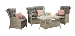 Signature Weave Meghan Wicker 4 Seater Sofa Arm Chair Set & Supper Table Grey - thumbnail 6