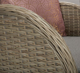 Signature Weave Meghan Wicker 4 Seater Sofa Arm Chair Set & Supper Table Grey - thumbnail 4
