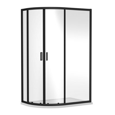 Balterley Offset Quadrant 6mm Toughened Safety Glass Shower Enclosure - 1200mm X 800mm - Black - image 1