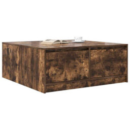 Berkfield Coffee Table With Drawers Smoked Oak 100X100X40 Cm - thumbnail 4
