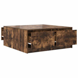 Berkfield Coffee Table With Drawers Smoked Oak 100X100X40 Cm - thumbnail 5