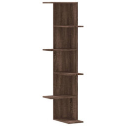 Berkfield Wall Corner Shelf Brown Oak 36.5X36.5X140 Cm Engineered Wood - thumbnail 2