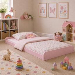 Strictly Beds and Bunks Leon Pink Montessori Solid Pine Low Floor Bed, 4Ft Small Double