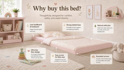 Strictly Beds and Bunks Leon Pink Montessori Solid Pine Low Floor Bed, 4Ft Small Double - thumbnail 6