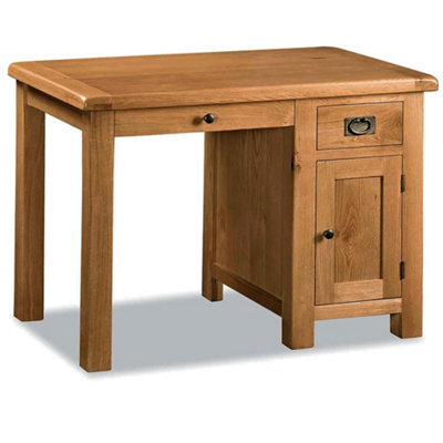 Zelah Oak 110Cm Computer Desk With Drawer - By Roseland Furniture - image 1