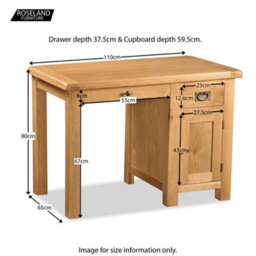 Zelah Oak 110Cm Computer Desk With Drawer - By Roseland Furniture - thumbnail 8
