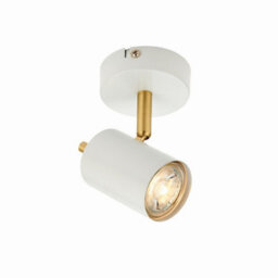 Luminosa Lighting Luminosa Gull 1 Light Spotlight Matt White Paint, Satin Brushed Gold, Gu10