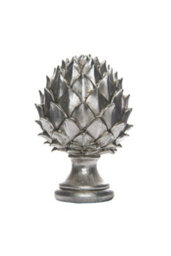 Silver Pinecone Finial, Elegant Woodland Decor Accent - thumbnail 1