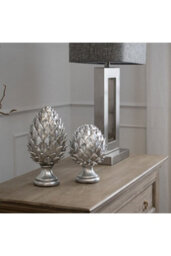 Silver Pinecone Finial, Elegant Woodland Decor Accent - thumbnail 3