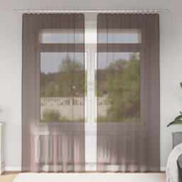 Walplus Voile Curtains With Tab Top 2 Pcs Brown - thumbnail 1
