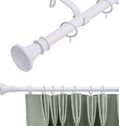 Lister Cartwright 19 mm Extendable Metal Curtain Pole Rods - White (Bell Finials, 210-360 Cm) - thumbnail 1