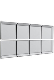 Mirroroutlet - All Glass Modern 8 Panel Tray Design Wall Mirror 216 X 106Cm (8Ft1 X 3Ft6) - thumbnail 4