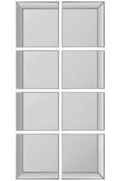 Mirroroutlet - All Glass Modern 8 Panel Tray Design Wall Mirror 216 X 106Cm (8Ft1 X 3Ft6) - thumbnail 3