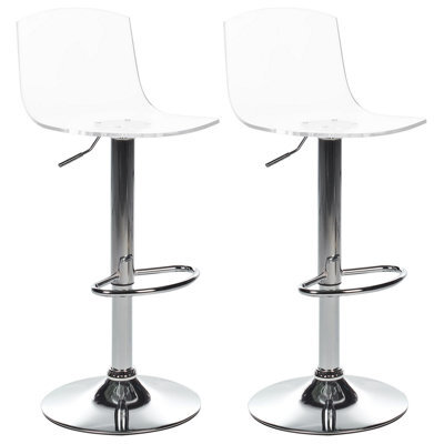 Beliani Set Of 2 Bar Chairs Imola Swivel Transparent - image 1