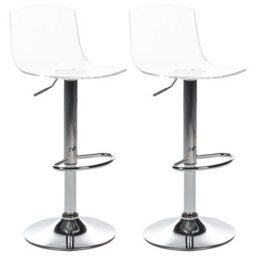 Beliani Set Of 2 Bar Chairs Imola Swivel Transparent - thumbnail 1