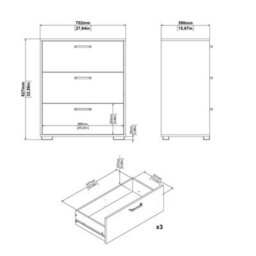 Wyld Haus Stuttgart Natural Oak 3-Drawer Chest With Black Metal Handles - thumbnail 9