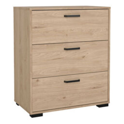 Wyld Haus Stuttgart Natural Oak 3-Drawer Chest With Black Metal Handles - thumbnail 2
