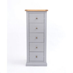 Cabinet Bits Rocca 5 Drawer Narrow Chest Of Drawers Brass Knob - thumbnail 1