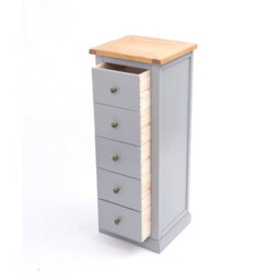 Cabinet Bits Rocca 5 Drawer Narrow Chest Of Drawers Brass Knob - thumbnail 4