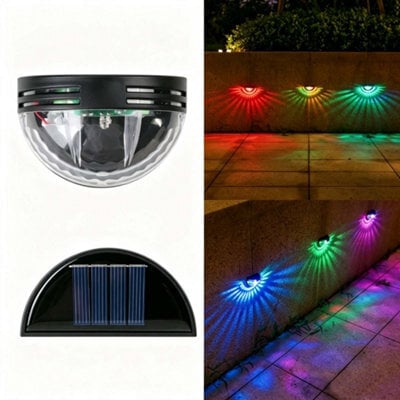 4Pcs Solar Fence Lights,deck Lights Solar Powered Outdoor Waterproof Fence Lighting For Fence Deck Step Stair Post (Colored Light) - image 1