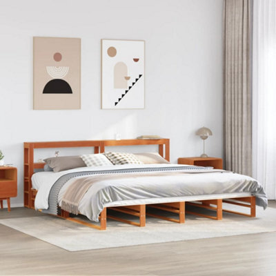 Berkfield Bed Frame Without Mattress Wax Brown 180X200 Cm Super King Solid Wood Pine - image 1
