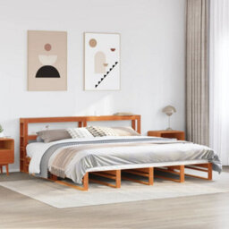 Berkfield Bed Frame Without Mattress Wax Brown 180X200 Cm Super King Solid Wood Pine - thumbnail 1