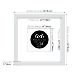 "6X6"" Light Grey Picture Frame - 6X6"" Square Frame With 4X4"" Mount For 6X6""/4X4"" Pictures Classic Style Gallery Wall, 1 Pack" - thumbnail 2