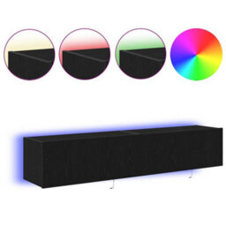 Berkfield Tv Wall Cabinets With Led Lights 2 Pcs Black Oak 80X35X31 Cm - thumbnail 4