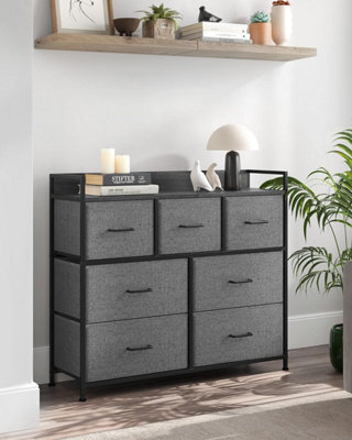 Songmics Chest Of Drawers, Bedroom Cabinet, 7 Fabric Drawers With Handles, Metal Frame, Slate Grey And Anthracite Grey - image 1