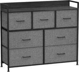 Songmics Chest Of Drawers, Bedroom Cabinet, 7 Fabric Drawers With Handles, Metal Frame, Slate Grey And Anthracite Grey - thumbnail 8
