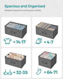 Songmics Chest Of Drawers, Bedroom Cabinet, 7 Fabric Drawers With Handles, Metal Frame, Slate Grey And Anthracite Grey - thumbnail 3
