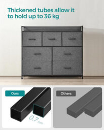 Songmics Chest Of Drawers, Bedroom Cabinet, 7 Fabric Drawers With Handles, Metal Frame, Slate Grey And Anthracite Grey - thumbnail 4