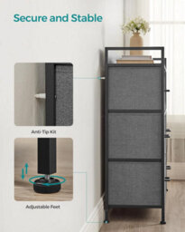 Songmics Chest Of Drawers, Bedroom Cabinet, 7 Fabric Drawers With Handles, Metal Frame, Slate Grey And Anthracite Grey - thumbnail 7