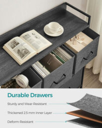 Songmics Chest Of Drawers, Bedroom Cabinet, 7 Fabric Drawers With Handles, Metal Frame, Slate Grey And Anthracite Grey - thumbnail 5