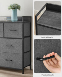 Songmics Chest Of Drawers, Bedroom Cabinet, 7 Fabric Drawers With Handles, Metal Frame, Slate Grey And Anthracite Grey - thumbnail 6
