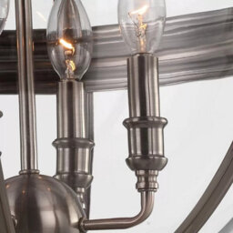 Feiss Adams 4 Light Pendant Chandelier In Antique Nickel - Victorian Inspired Glass Orb Ceiling Light, E14, Dimmable - thumbnail 6