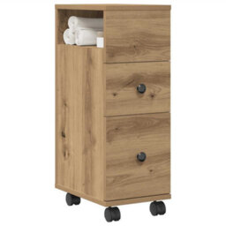 Walplus Narrow Bathroom Cabinet With Wheels Artisian Oak Engineered Wood - thumbnail 3